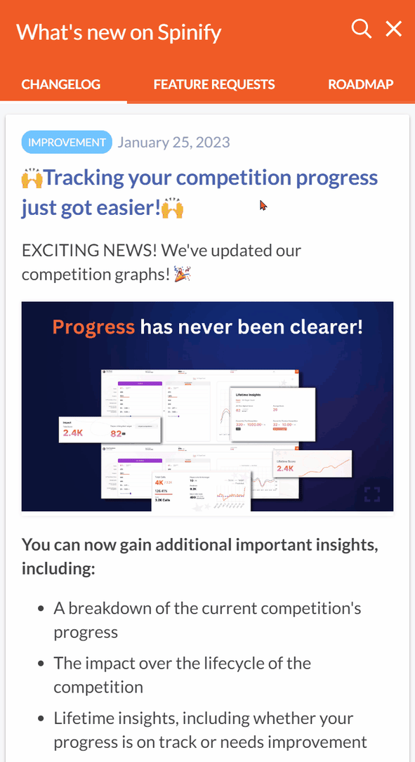 Using the Changelog, Feature Requests and Roadmap in MySpinify